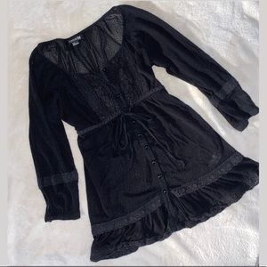 Forever 21 Crochet Detail Cinched Waist Blouse